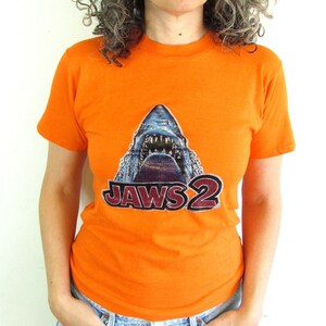 Vintage Jaws 2 T Shirt 1979 Orange Jaws 2 Glittery Iron on High 