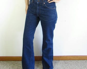 Vintage 70s 80s JC Penney Plain Pocket Bootcut Dark Wash Jeans 32x36