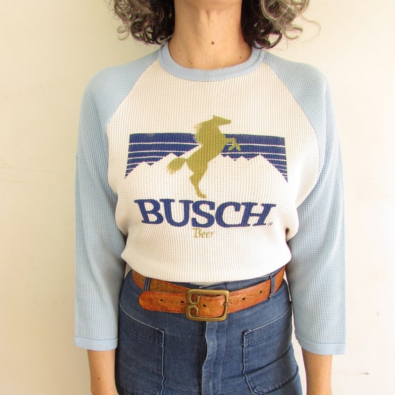 Vintage Busch Beer Shirt 1970s 1980s Trashed Dist… - image 3