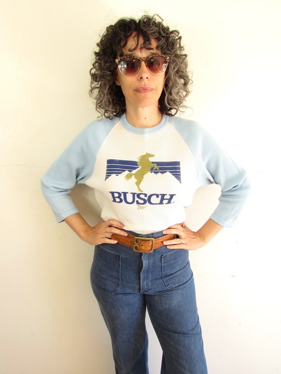 Vintage Busch Beer Shirt 1970s 1980s Trashed Dist… - image 2