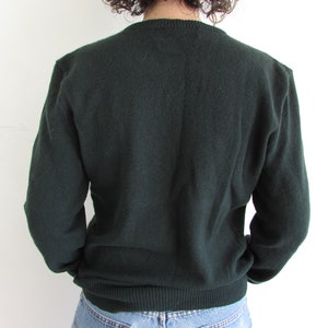 Vintage Green Sweater 1990s Y2K Polo Ralph Lauren Forest Green Lambs Wool V Neck Pullover Sweater M image 8