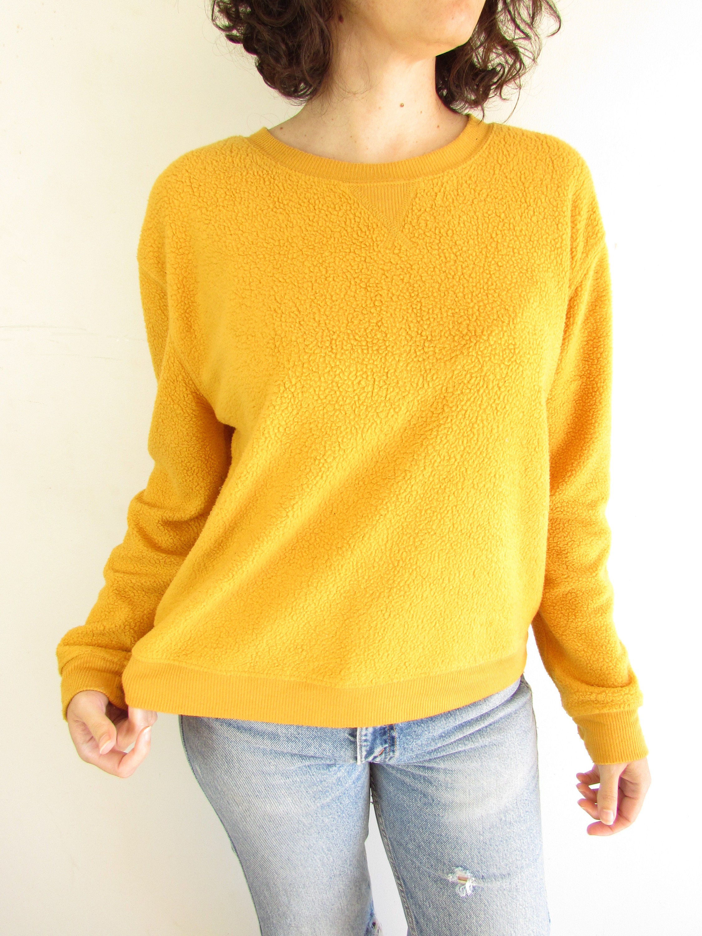 Vintage Mustard Yellow Fuzzy Well Loved Sweatshirt L | Etsy