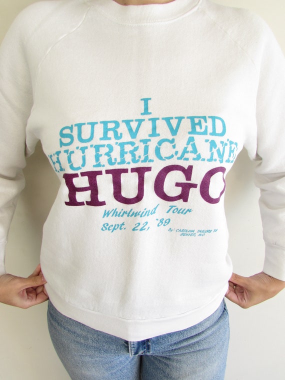 Vintage Funny Sweatshirt 1989 White I Survived Hu… - image 4