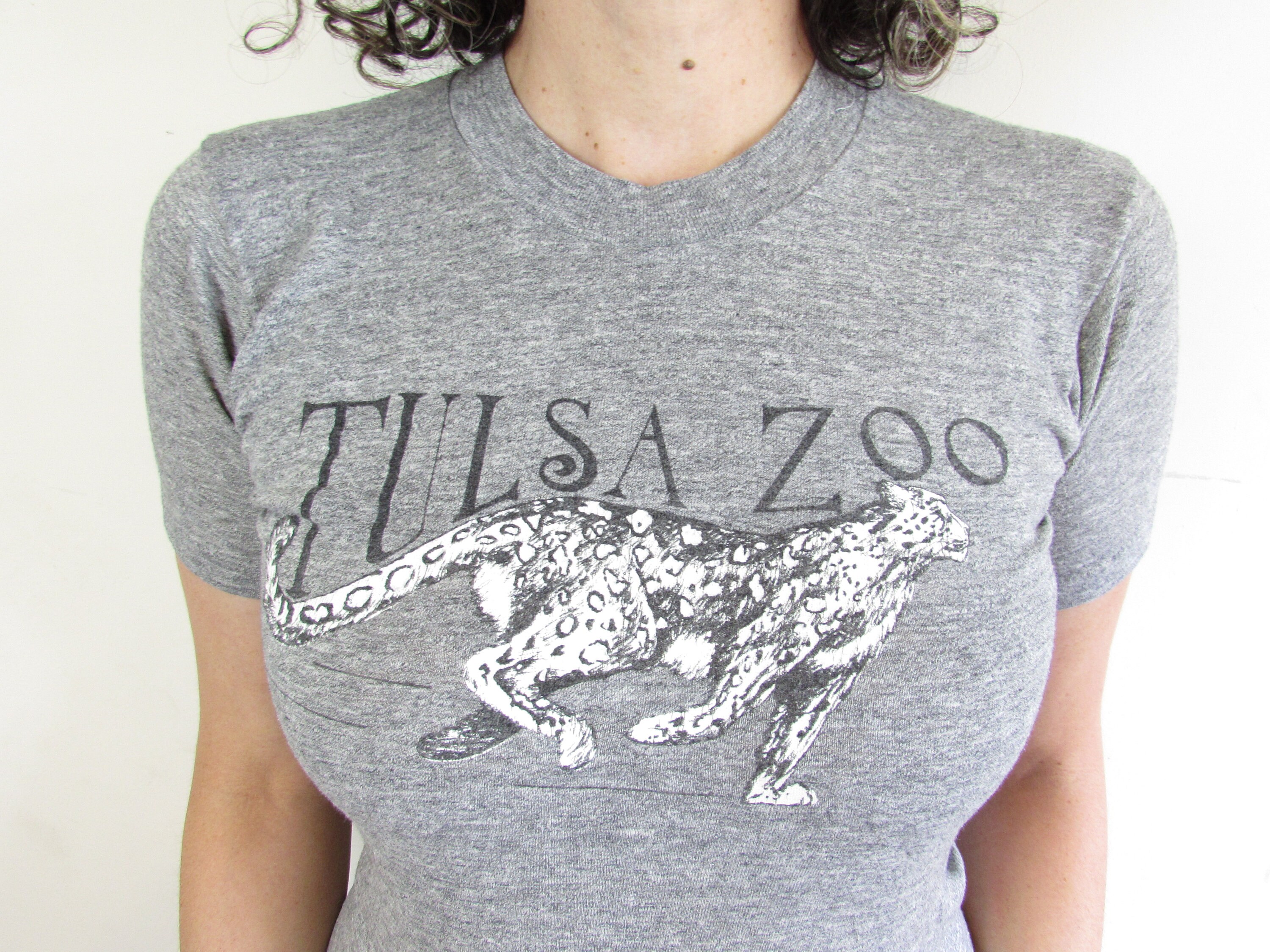 Vintage Tulsa Zoo T Shirt 1980s Flecked Gray Tulsa Zoo Stedman