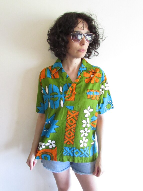 Vintage Malihini Hawaiian Aloha Shirt 1960s Tropic