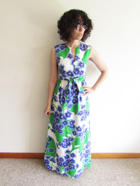 Vintage Malia Honolulu Dress 1960s 1970s Floral Ha