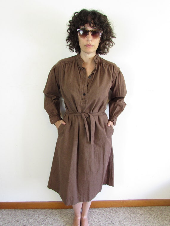 Vintage Indian Dress 1970s Brown India Imports of… - image 4