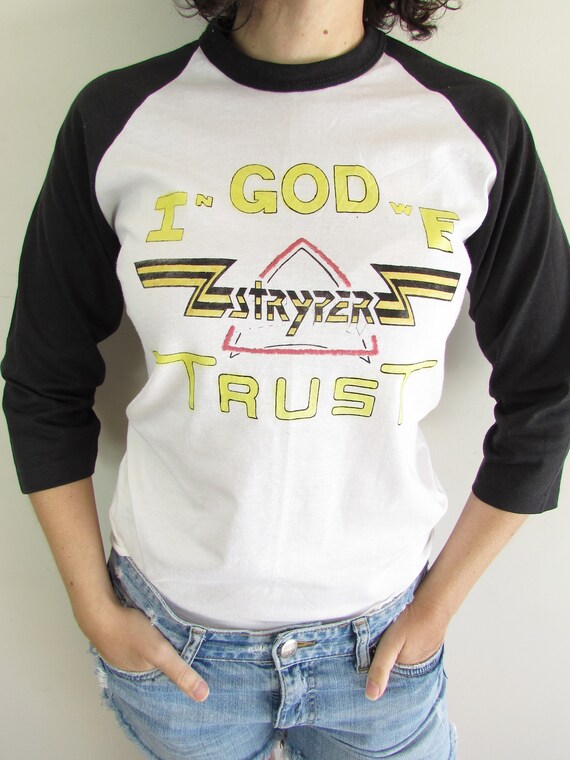 Vintage Rare Stryper T shirt 1980s In God We Trus… - image 4