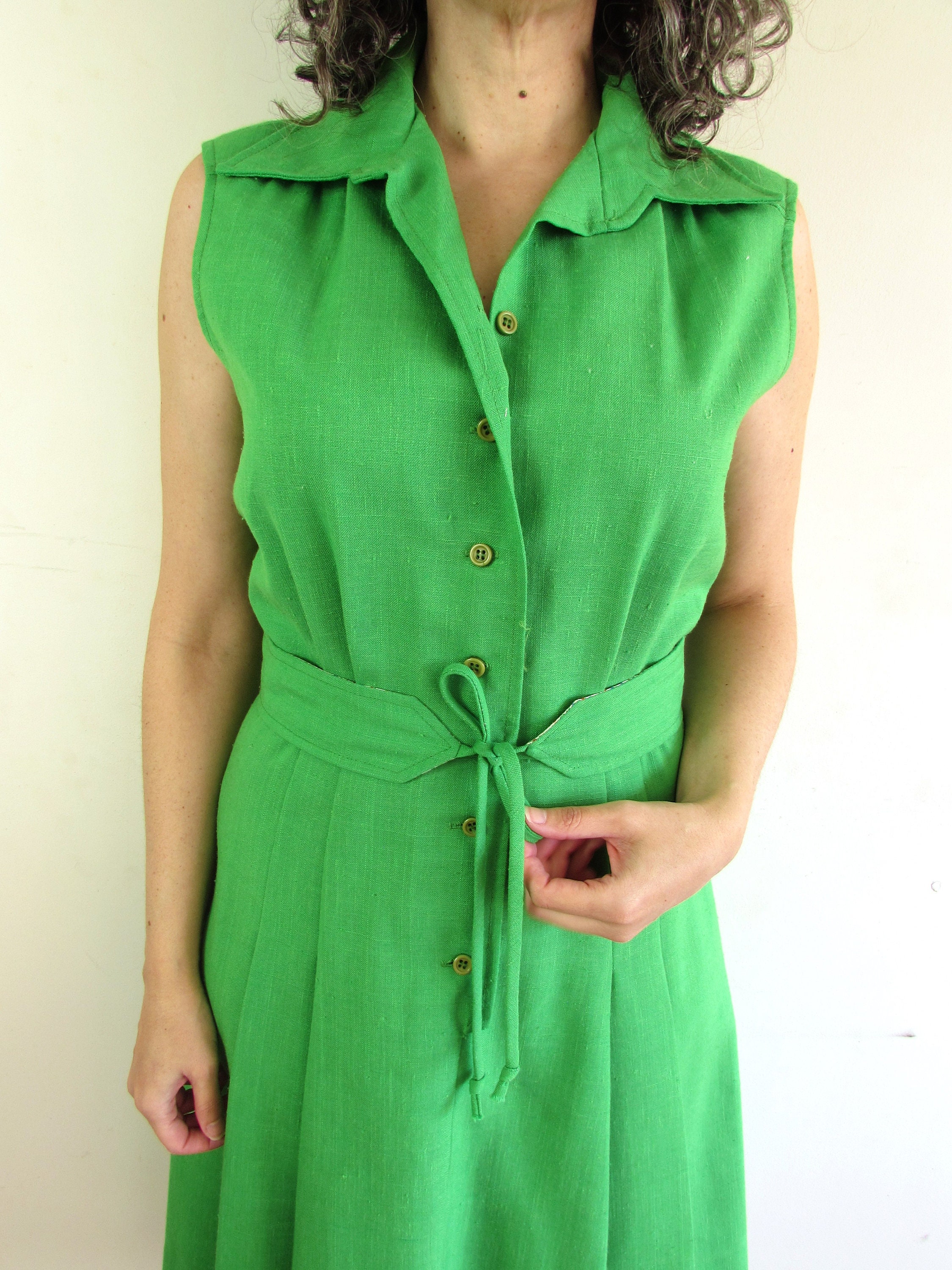 流行に  Vintage 1970s Pedestal Originals Neiman Marcus Kelly Green トップス