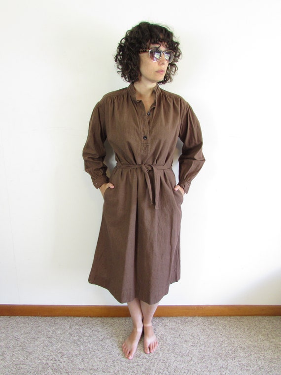 Vintage Indian Dress 1970s Brown India Imports of… - image 1