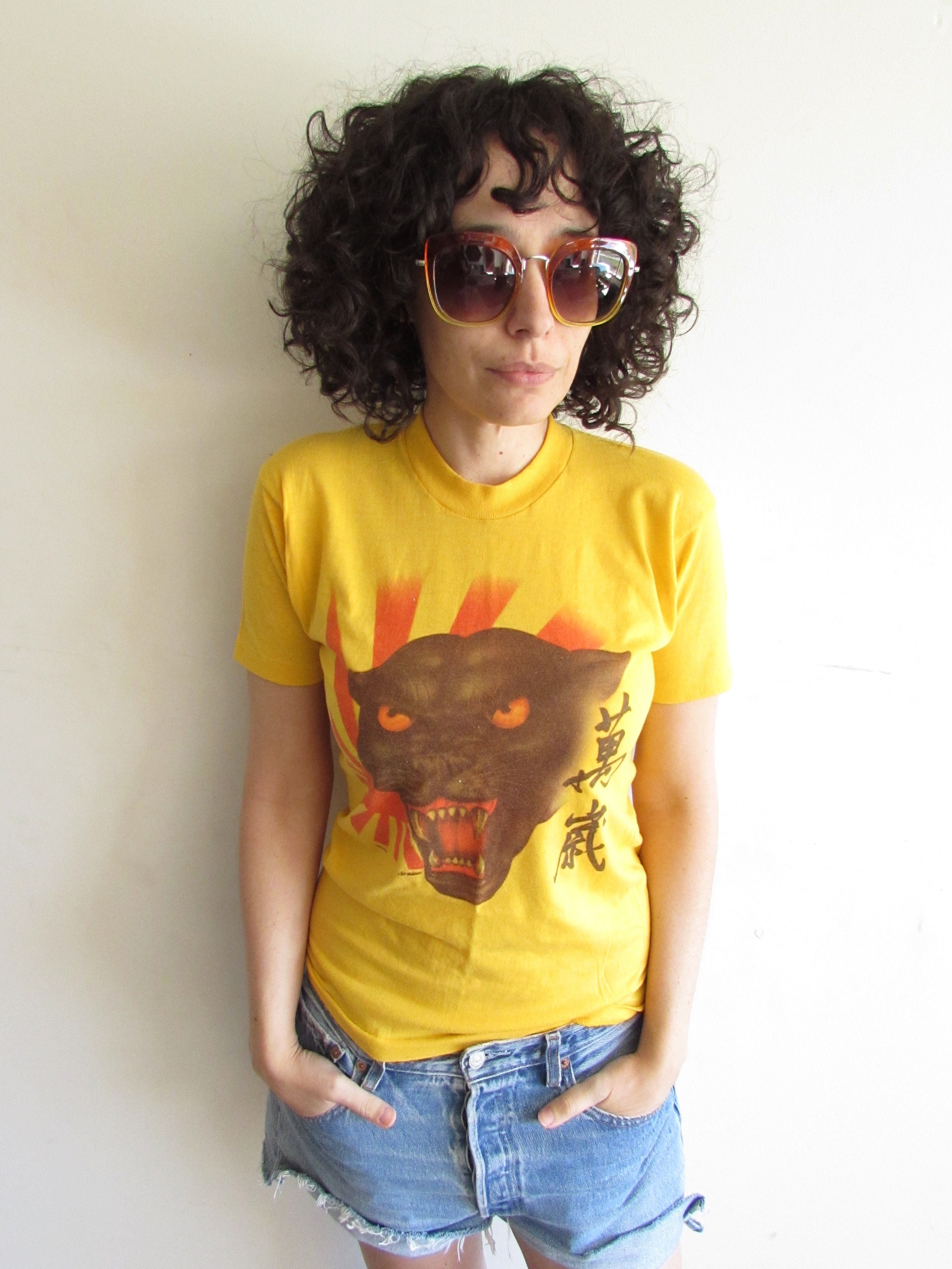 Vintage 1983 Japanese Black Cat Yellow T Shirt Hanco Rare | Etsy