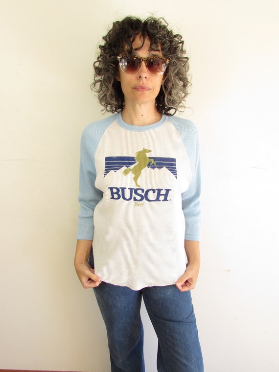 Vintage Busch Beer Shirt 1970s 1980s Trashed Dist… - image 5