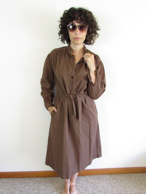 Vintage Indian Dress 1970s Brown India Imports of… - image 3