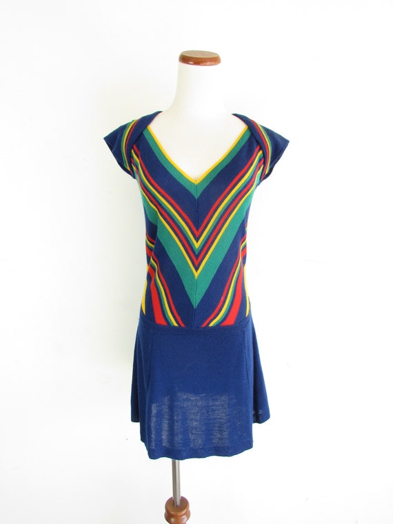 Vintage Knit Tennis Dress 1970s Navy The Line Denv