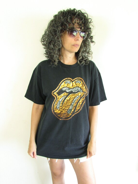 Vintage Rolling Stones T Shirt 1997 Black and Gold Rolling Stones 