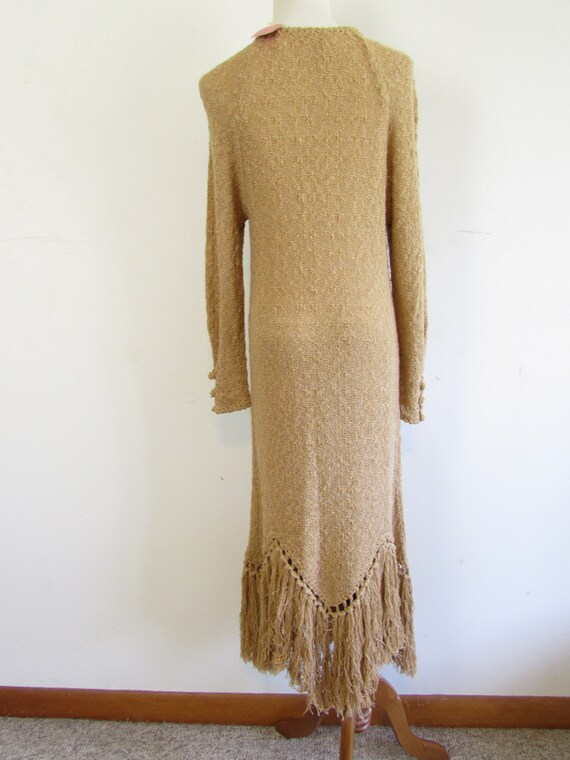 Vintage St Claire Khaki Woven Midi Dress 1980s Bo… - image 7