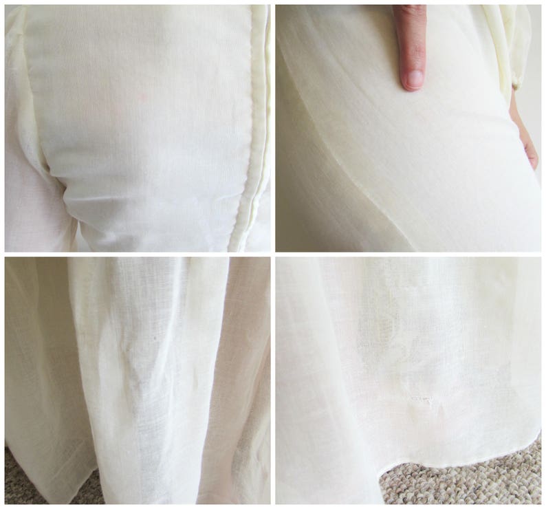 Vintage 70s This is Yours San Francisco Cream and White Flower Lace Maxi Boho Wedding Dress Gown