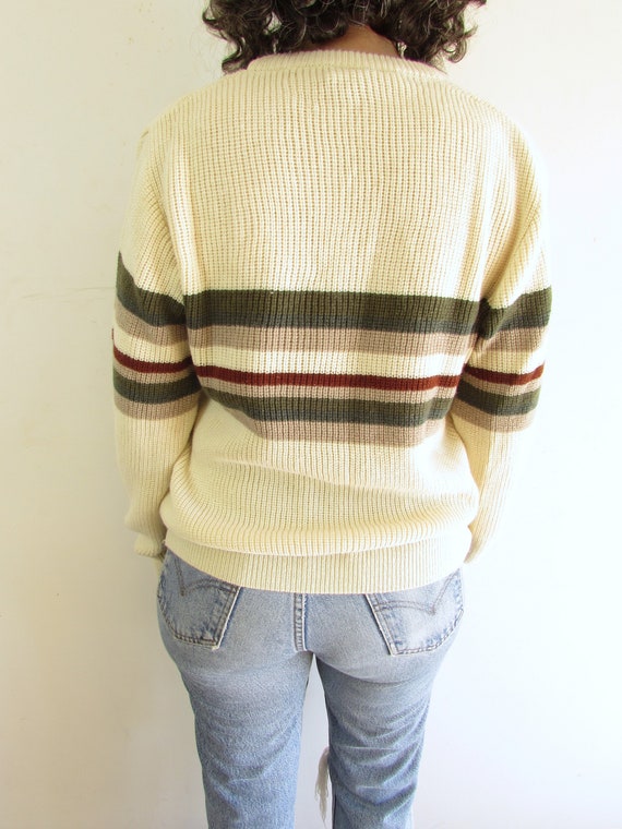 Vintage Striped Sweater 1980s Kennington Cream St… - image 7