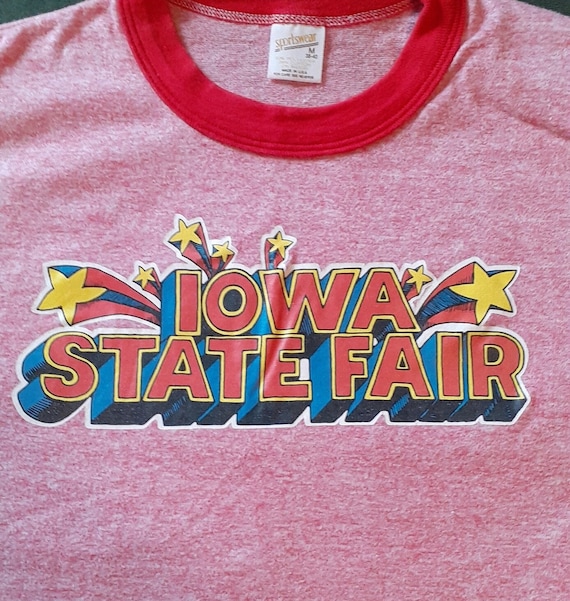 Vintage Iowa State Fair T Shirt 1970s 1980s Red Ringer Sportswear Tri Blend  Iron on Iowa State Fair Souvenir Fun T Shirt M 