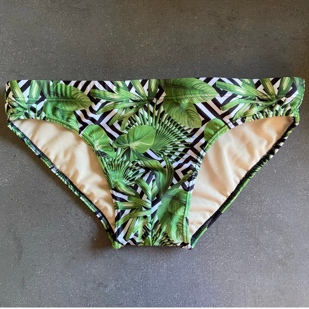 Men's Geometric Palm Swim Briefs, Men's Swimwear Etsy