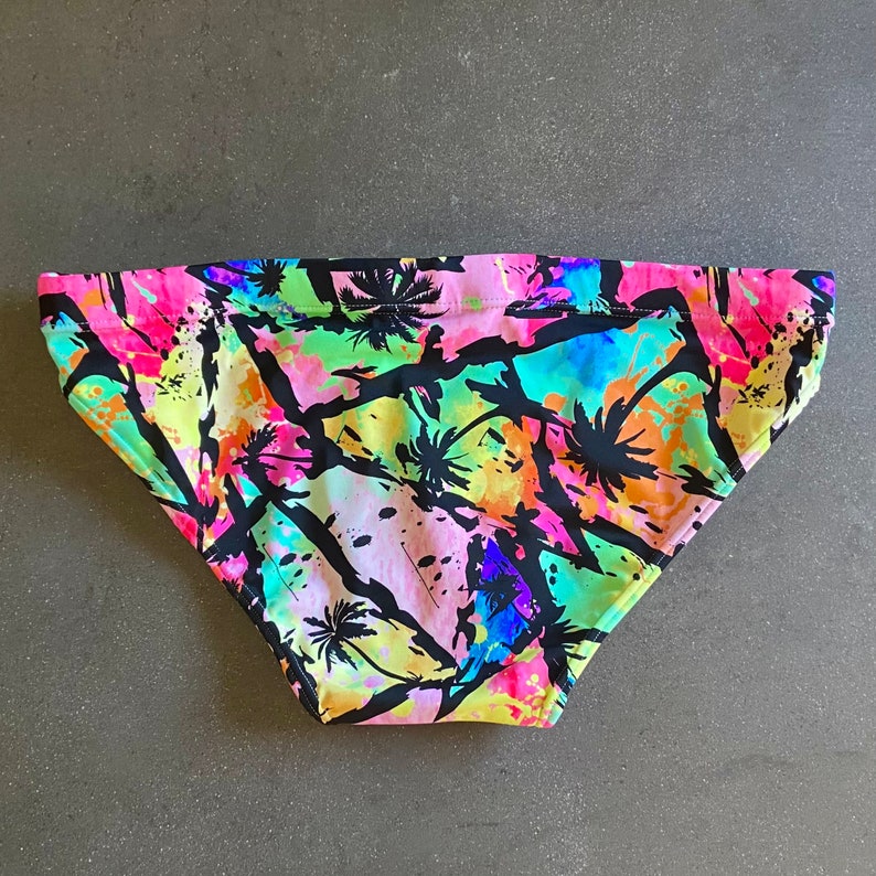 Neon Palm Print Swim Brief – Men's Summer Swimwear - Etsy