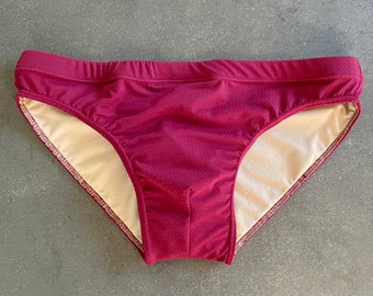 Men's Textured Swim Brief- Berry, Men's Swimwear