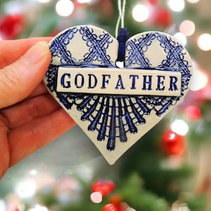 Godfather Ornament, Godparent Gift, Baptism Gift, Gift from Godchild, Religious Ornament, Christening Gift