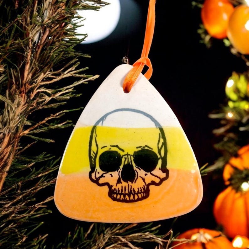 Personalized Candy Corn Ornaments, Halloween Decoration, Summerween Party, Christmas Boo Tree image 5