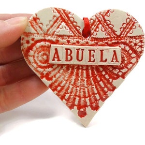 Abuela Heart Ornament, Spanish Grandmother Valentine, Christmas Tree Decor image 5