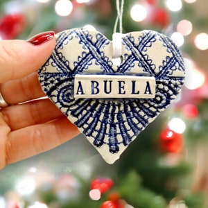 Abuela Heart Ornament, Spanish Grandmother Valentine, Christmas Tree Decor image 2