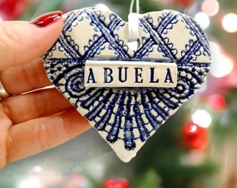 Abuela Heart Ornament, Spanish Grandmother Valentine, Christmas Tree Decor