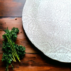Large White Platter, Lace Serving Dish, Artistic Tableware, Unique Table Setting image 7
