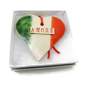 Amore Heart Ornament, Italian Flag Wedding Favor, Secret Santa, Engagement Gift image 3