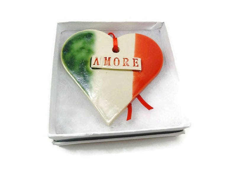 Amore Heart Ornament, Italian Flag Wedding Favor, Secret Santa, Engagement Gift image 3