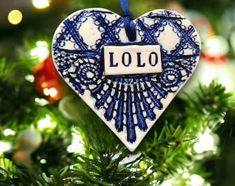 Lolo Heart Ornament, Filipino Grandfather, Father's Day Gift, Pregnancy Reveal