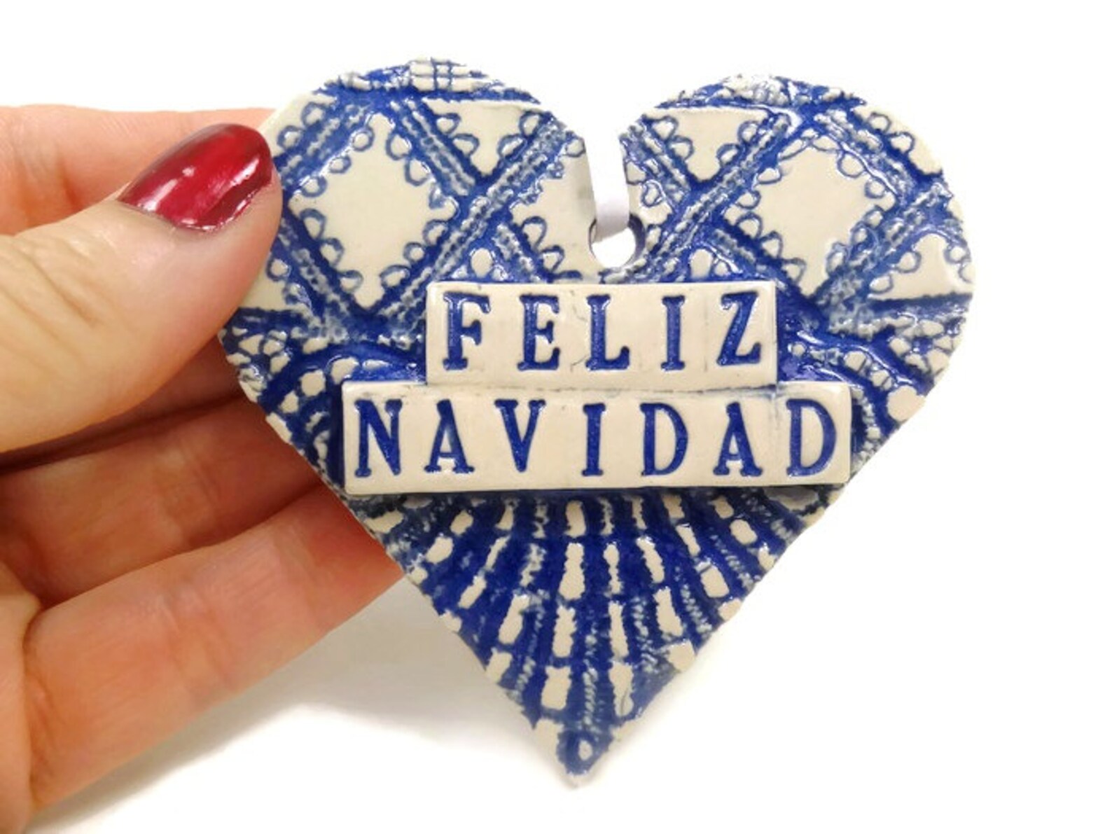 Feliz Navidad Heart Ornament Spanish Christmas Ornament Etsy