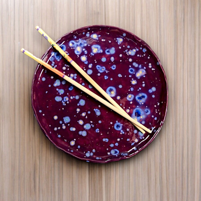 Ceramic Handmade Purple Dinner Plate, Vibrant Purple Kitchen Decor, Modern Kitchen Dish, Contemporary Home Gift image 2