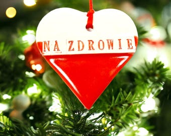 Na Zdrowie Ornament, Cheers in Polish, Poland Flag, Restaurant Decor, Polish Toast, Polish Kitchen Decor