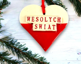 Wesolych Swiat Ornament, Poland Christmas, Polish Flag Ornament, Polish Holiday, Polska Flag, Poland Home Decor, Christmas Tree Ornament