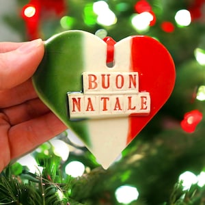 Buon Natale Flag Ornament, Italian Merry Christmas, Italian Decor, Stocking Stuffer, Secret Santa gift