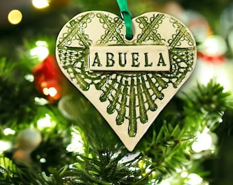 Abuela Heart Ornament, Spanish Grandmother Valentine, Christmas Tree Decor