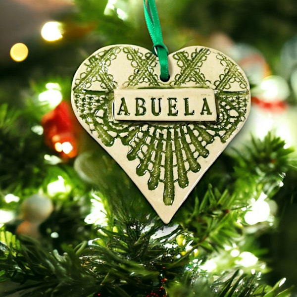 Adorno del corazón de la abuela, San Valentín de la abuela española, decoración del árbol de Navidad