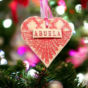 Abuela Heart Ornament, Spanish Grandmother Valentine, Christmas Tree Decor image 3
