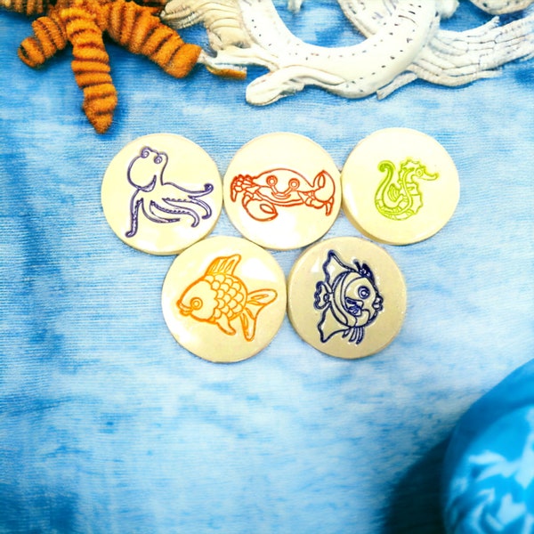 Sea Creature Magnets, Beach House Decor, Kitchen Magnets, Ocean Animals, Refrigerator Magnets, Cubicle Décor, Nautical Kitchen