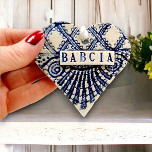 Babcia Ornament, Valentine Heart, Grandmother Gift, Polish Keepsake