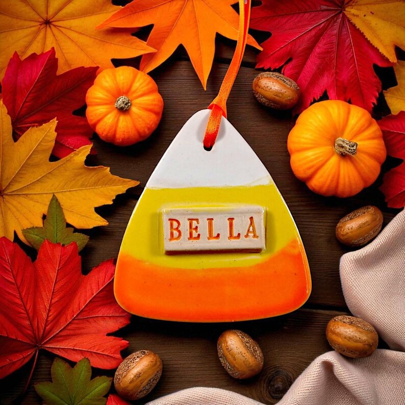 Personalized Candy Corn Ornaments, Halloween Decoration, Summerween Party, Christmas Boo Tree original