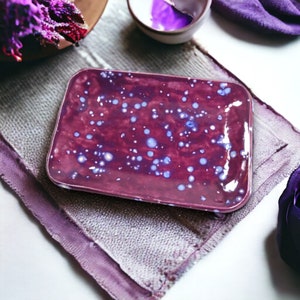 Purple Ceramic Plate, Berry Home Decor, Celestial Pottery Dish, Unique Table Setting
