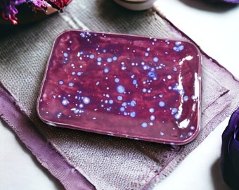 Purple Ceramic Plate, Berry Home Decor, Celestial Pottery Dish, Unique Table Setting