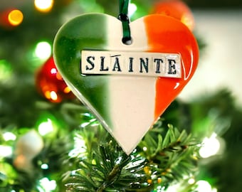 Slainte Ornament, Irish Flag, Ireland Flag Decor, St. Patrick's Day Ornament, Celtic Home Decor, Irish Drinking Toast, Irish Housewarming