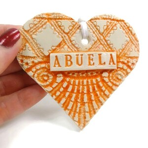 Abuela Heart Ornament, Spanish Grandmother Valentine, Christmas Tree Decor image 6